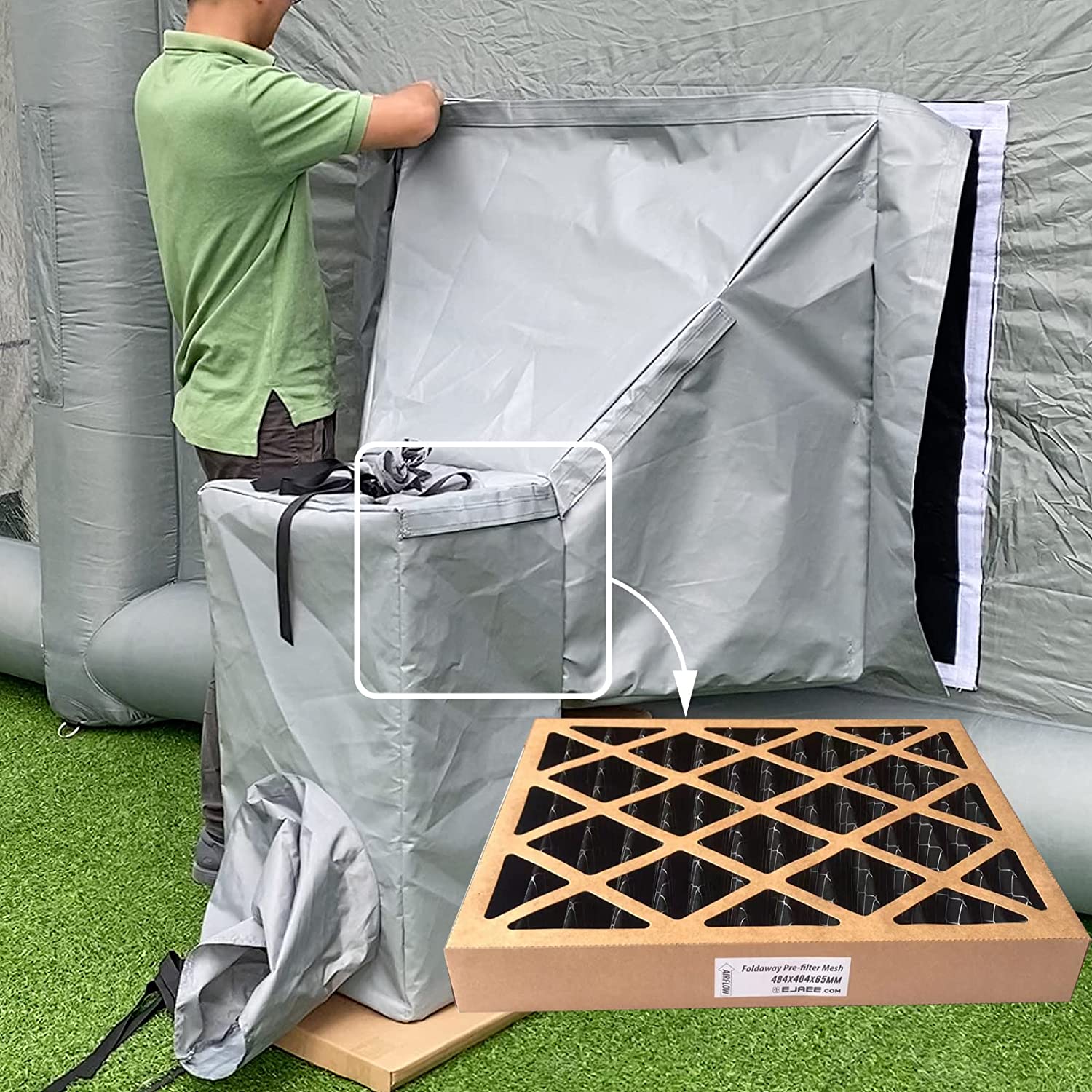 Sewinfla Small Replacement Efficient Filter inside the Ventilation Device(Elephant Trunk), Prevent Overspray Effectively & More Environmentally-Friendly, Apply to Sewinfla, GORILLASPRO, TKLOOP Inflatable Spray Booth