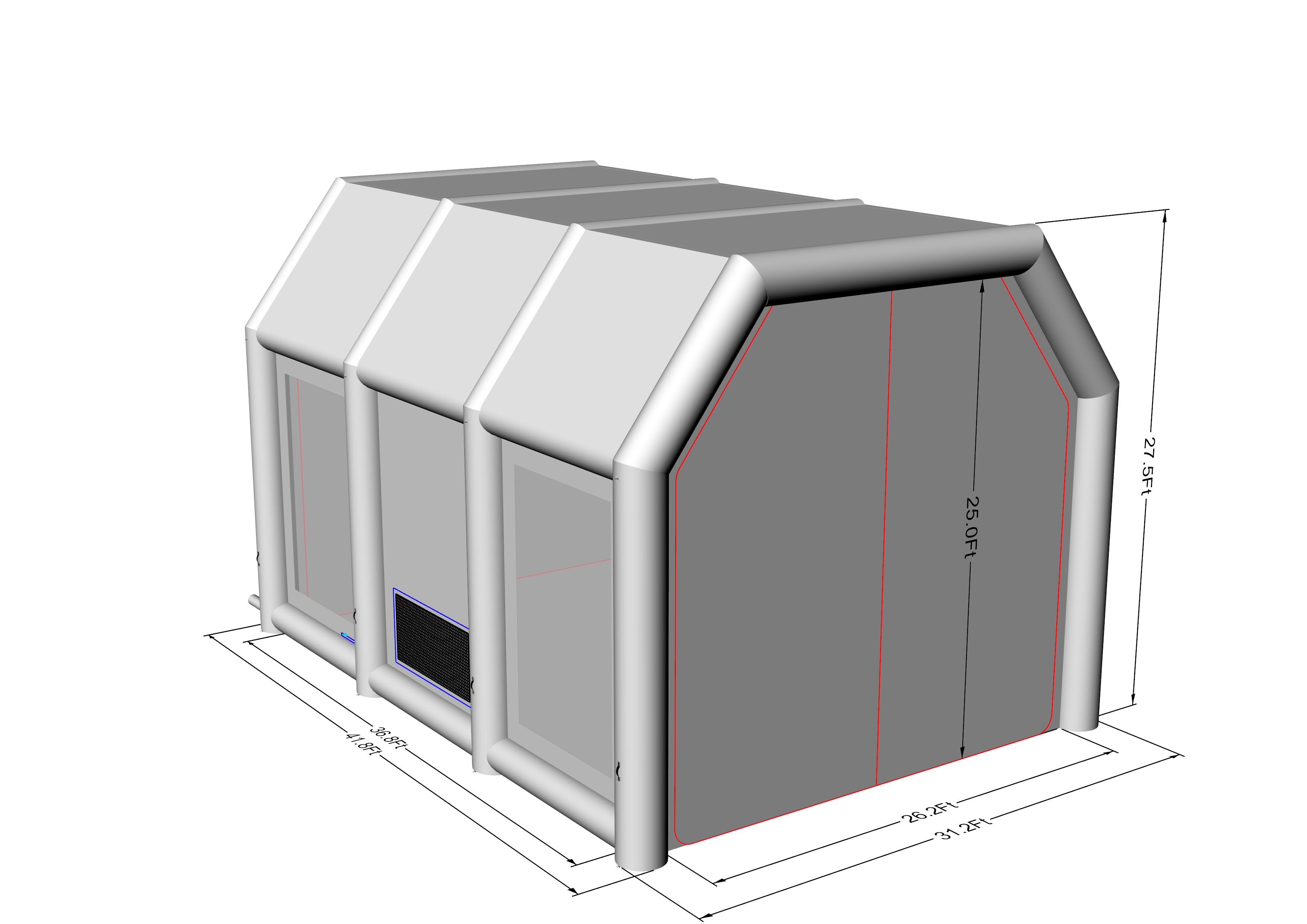Ship by Air - Custom Sewinfla Inflatable Paint Booth with 4 Blowers for Blade Repair