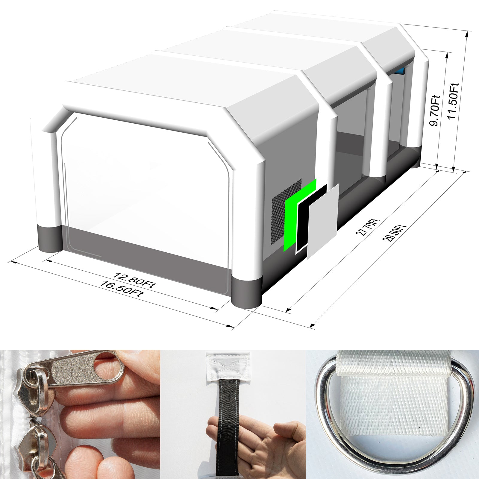 GORILLASPRO Inflatable Paint Booth 30x16x11Ft with 2 Blowers (750W+950W),Upgrade Air Filter System More Durable Portable Car Spray Painting Tent Booth