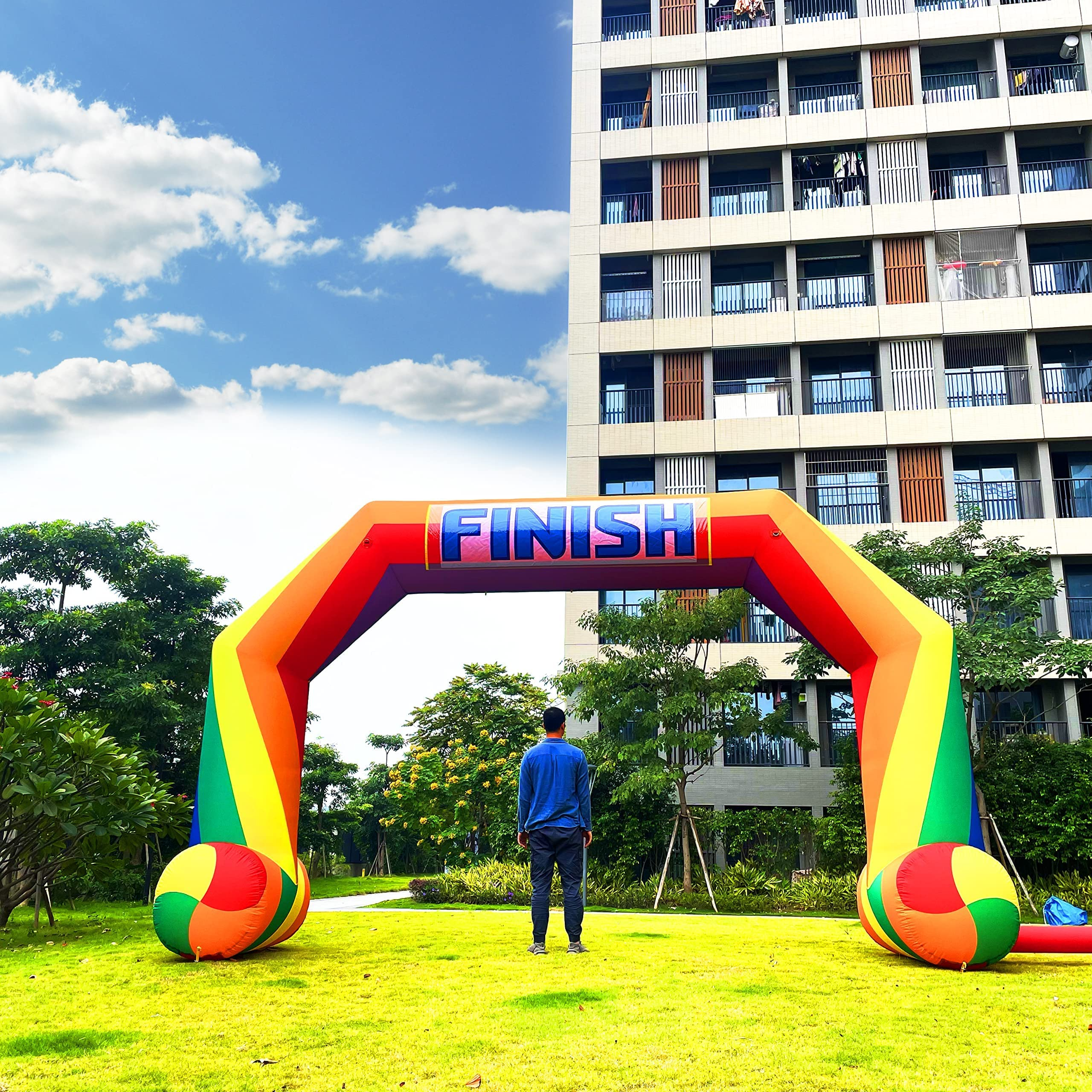 20ft Rainbow Inflatable Arch with 240W Blower Start Finish Line Arch Indoor & Outdoor Inflatable Archway for Pride Parades Run Race Marathon Advertising Commerce